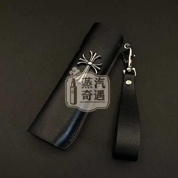 【黑色/紅色/黃色/藍色】IQOS ILUMA ONE保護套防摔皮革 哥德風十字造型金屬感設計 適用4.0 / 6 / 7 代一體機|真皮質感|附掛繩